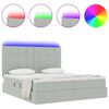 vidaXL Cama com luzes de tira LED Cinzento-claro 180 x 200 cm Veludo