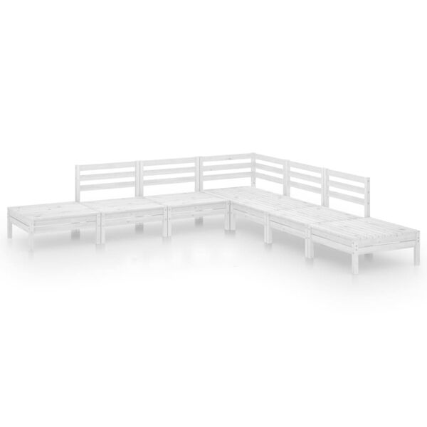 vidaXL 7 pcs conjunto lounge de jardim pinho maci&ccedil;o branco
