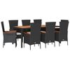vidaXL 9 pcs conjunto de jantar p/ jardim c/ almofad&otilde;es vime PE preto