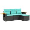 vidaXL 4 pcs conjunto de sof&aacute;s p/ jardim c/ almofad&otilde;es vime PE preto