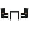vidaXL Conjunto de Jantar para Jardim 3 pcs Preto A&ccedil;o revestido a p&oacute;