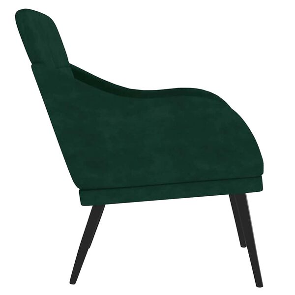 vidaXL Cadeira c/ apoio de bra&ccedil;os 63x76x80 cm veludo verde-escuro