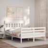 vidaXL Estrutura de cama com cabeceira 120x200cm madeira maci&ccedil;a branco