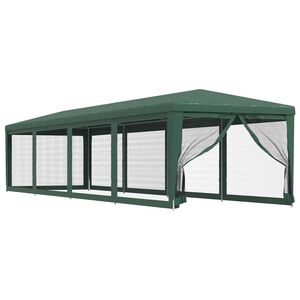vidaXL Tenda p/ festas c/10 paredes laterais em rede 3x12 m PEAD verde