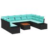 vidaXL Conjunto de Sof&aacute; de Jardim 10 unid. Preto vime PE