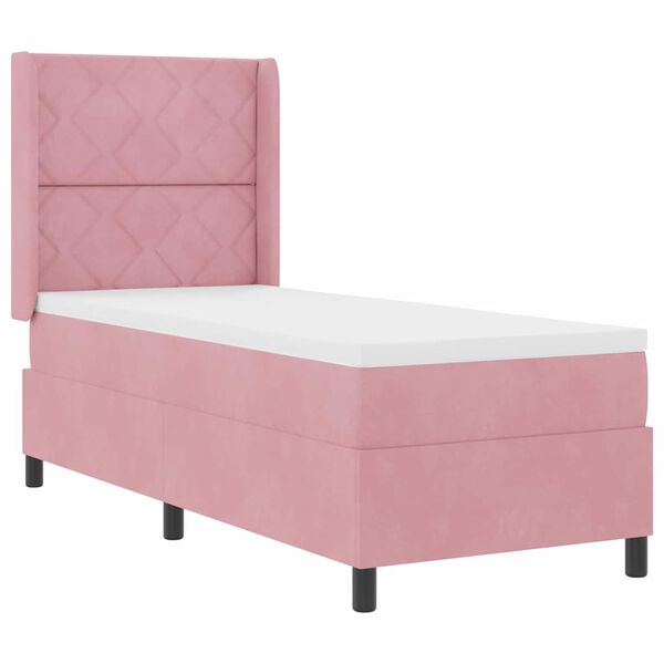 vidaXL Cama Box com colch&atilde;o com cabeceira Rosa 80 x 200 cm Veludo