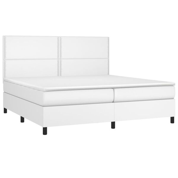 vidaXL Cama com molas/colchão 200x200 cm couro artificial branco