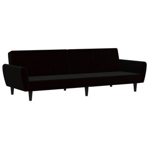 vidaXL Sof&aacute;-cama de 2 lugares veludo preto