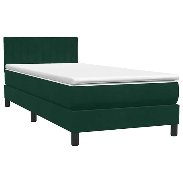 vidaXL Cama com molas/colch&atilde;o verde-escuro 90x210 cm veludo