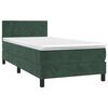 vidaXL Cama box spring c/ colch&atilde;o/LED 90x200 cm veludo verde-escuro