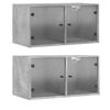 vidaXL Arm&aacute;rio parede c/ porta vidro 2 pcs 68,5x37x35 cm cinza cimento