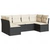 vidaXL 6 pcs conjunto sof&aacute;s de jardim c/ almofad&otilde;es vime PE preto