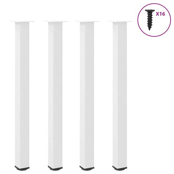 vidaXL P&eacute;s para mesa de bar 4 pe&ccedil;as, branco, 110-112 cm, a&ccedil;o