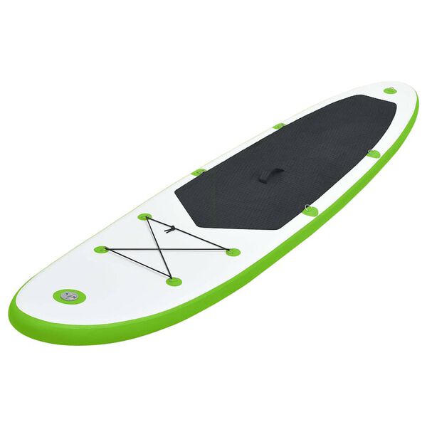 vidaXL Conjunto prancha de paddle SUP insuflável verde e branco