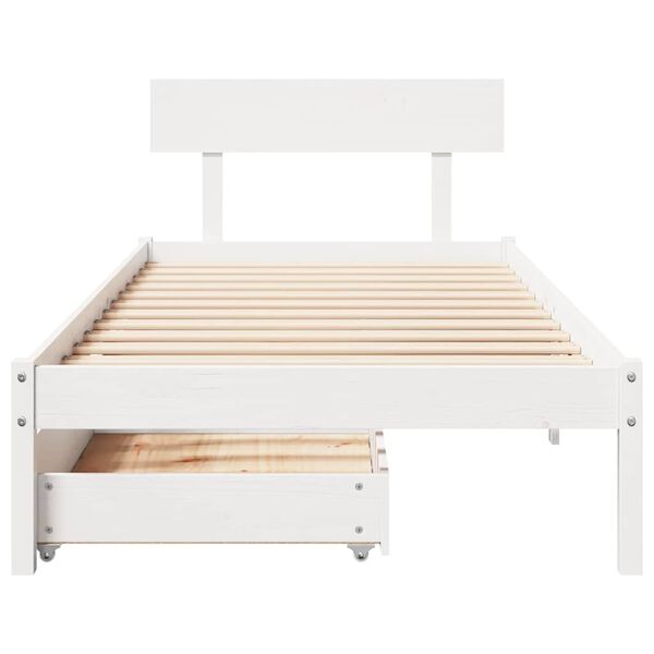 vidaXL Cama sem colchão 75x190 cm madeira de pinho maciça branco