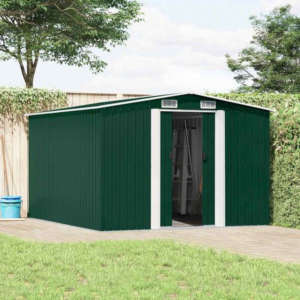 vidaXL Abrigo de jardim 257x298x178 metal verde