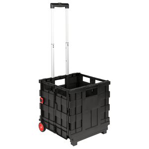 vidaXL Carrinho Preto e Vermelho 35 x 39 x 92 cm PP e Elast&ocirc;mero