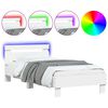 vidaXL Estrutura de cama com cabeceira e luzes LED 75x190 cm branco