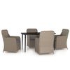 vidaXL 5 pcs conjunto de jantar p/ jardim c/ almofad&otilde;es castanho