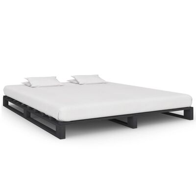 vidaXL Estrutura de cama em paletes pinho maciço 200x200 cm cinzento