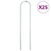 vidaXL Estacas de ch&atilde;o em forma de U 25 pcs 20x3,5 cm a&ccedil;o galvanizado