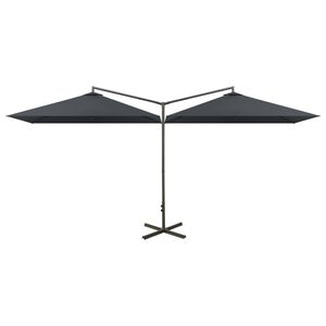 vidaXL Guarda-sol de jardim duplo c/ poste de a&ccedil;o 600x300 cm antracite