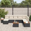 vidaXL Conjunto de Sof&aacute; de Jardim 9 pcs Preto Rattan Sint&eacute;tico