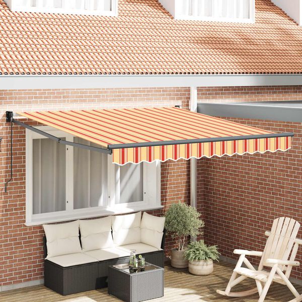 vidaXL Toldo Manual Amarelo e Laranja 350 x 250 x 165 cm Poli&eacute;ster