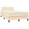 vidaXL Cama box spring c/ colch&atilde;o e LED 120x200 cm tecido cor creme