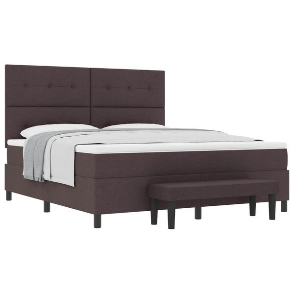 vidaXL Cama Box com colch&atilde;o Marrom Escuro 180 x 200 cm tecido