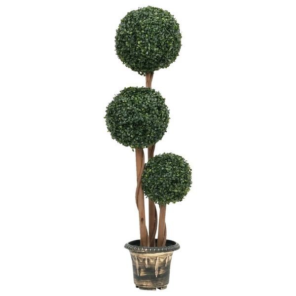 vidaXL Planta artificial buxo em forma de esfera com vaso 119 cm verde