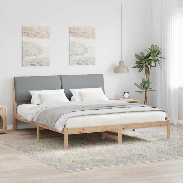 vidaXL Estrutura da cama Marrom e cinza claro 200 x 200 cm
