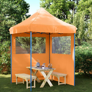 vidaXL Tenda para festas pop-up dobr&aacute;vel c/ 2 paredes laterais laranja