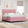 vidaXL Cama Box Spring LED com colch&atilde;o Rosa 180 x 200 cm Veludo