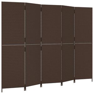 vidaXL Biombo de divis&atilde;o 5 pain&eacute;is vime PE castanho