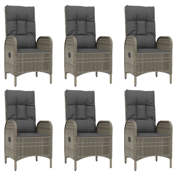 vidaXL 9 pcs conjunto de jantar p/ jardim c/ almofadões vime PE cinza