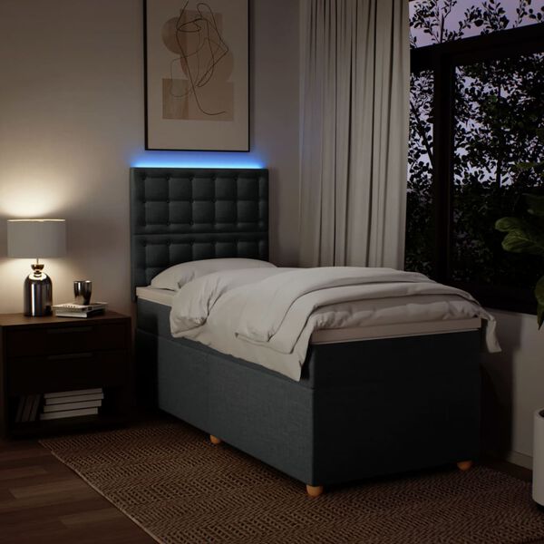 vidaXL Cama com molas/colch&atilde;o 80x200 cm tecido cinzento-escuro