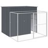 vidaXL Casota p/ c&atilde;es c/ parque 214x253x181 cm a&ccedil;o galvaniz. antracite