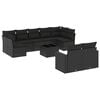 vidaXL 10 pcs conjunto sof&aacute;s de jardim c/ almofad&otilde;es vime PE preto