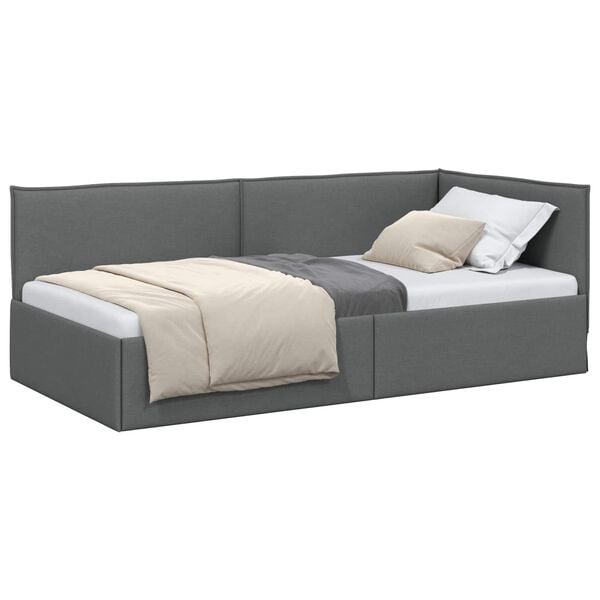 vidaXL Estrutura de Cama de Canto Cinza Escuro 100 x 200 cm Veludo
