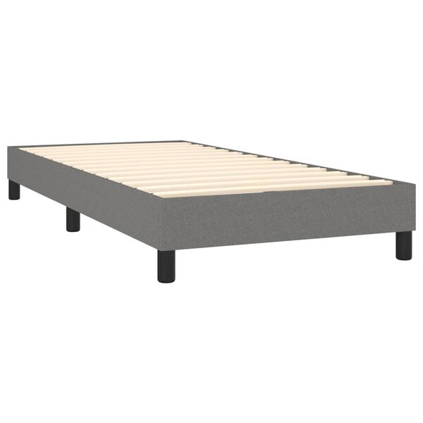 vidaXL Cama com molas/colch&atilde;o 90x200 cm tecido cinzento-escuro