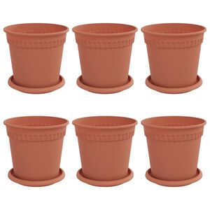 vidaXL Vasos de Plantas 6 pcs Vermelho Tijolo &Oslash; 17 x 14 cm Pl&aacute;stico