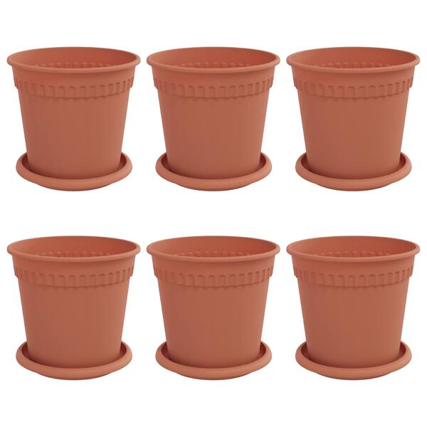 vidaXL Vasos de Plantas 6 pcs Vermelho Tijolo &Oslash; 17 x 14 cm Pl&aacute;stico