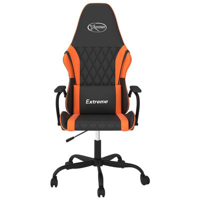 vidaXL Cadeira gaming couro artificial preto e laranja