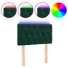 vidaXL Cabeceira de cama c/ luzes LED veludo 80x7x78/88cm verde-escuro