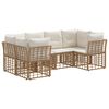 vidaXL Conjunto de Sof&aacute;s para Exterior 6 pcs Natural Poli&eacute;ster