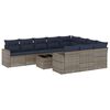 vidaXL 11 pcs conjunto sof&aacute;s de jardim c/ almofad&otilde;es vime PE cinzento