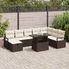 vidaXL Conjunto de Sofá de Jardim 9 pcs Castanho Rattan Sintético