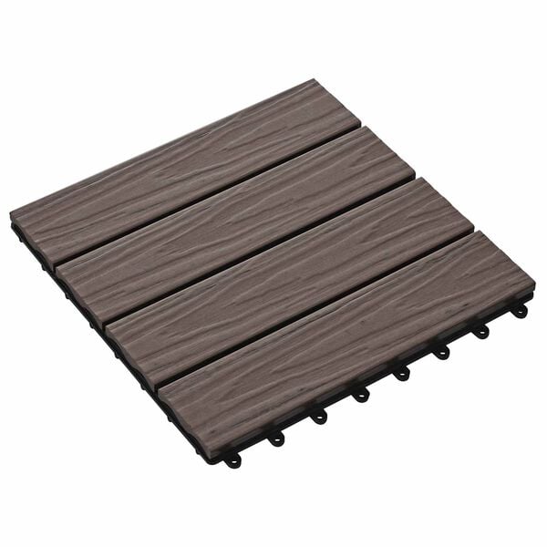 vidaXL Telha de Deck Design 3D 11 pcs Marrom Escuro 30 x 30 cm WPC
