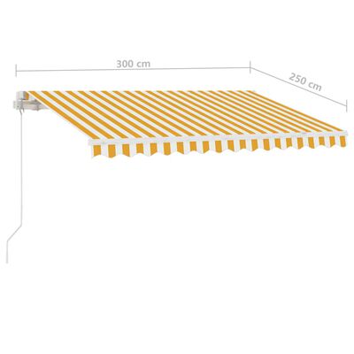 vidaXL Toldo retrátil manual independente 300x250 cm amarelo e branco